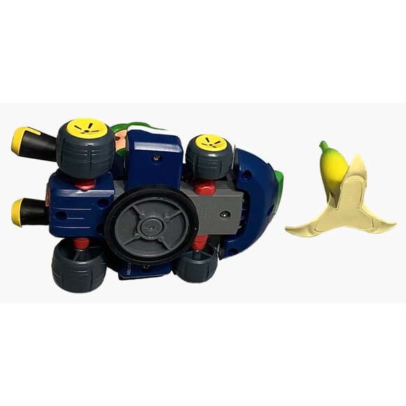 Super Mario Spin Out Luigi Figure On Kart With Banana Wind Up Go 2.5" MarioKart - Picture 7 of 9